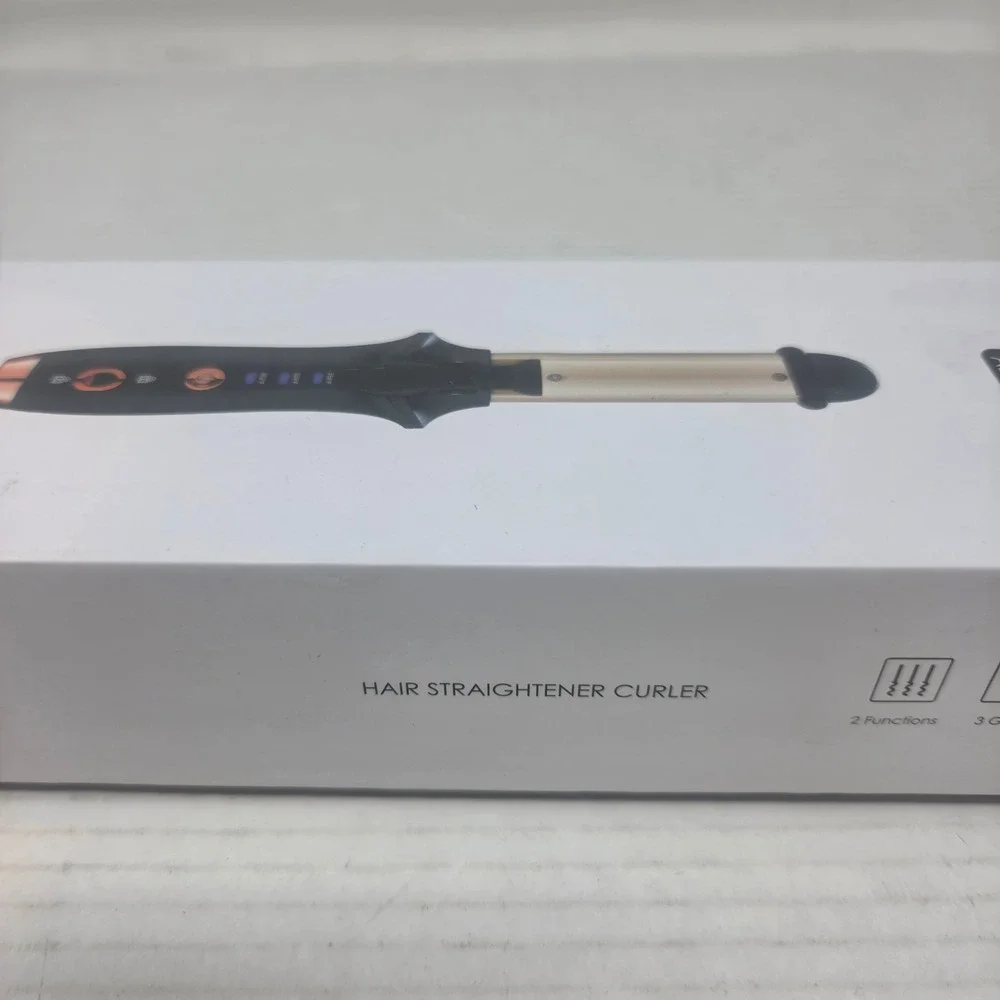 Hair Straightener Curler Women OS Black Rose Gold 2-in-1 Travel 114 NWOT